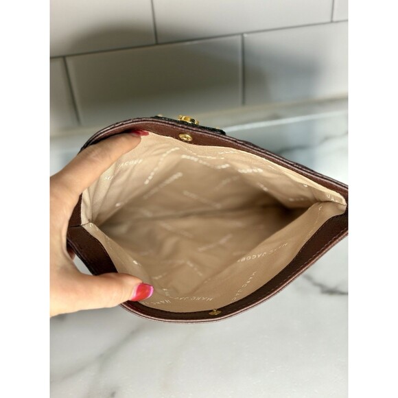 Marc Jacobs Quilted Leather Envelope Clutch Handbag Purse Bag Brown EUC‎ Gold - Picture 8 of 10